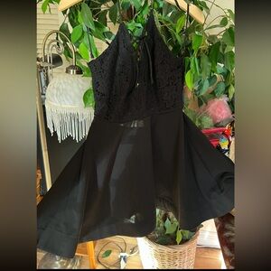 Black Halter Backless Sundress for Cocktail